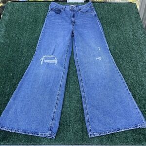Levi's Premium High Rise Loose Flare Jeans Women 32x32" Blue Bell Bottoms Modern